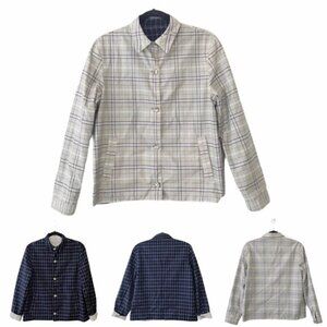 Talora Reversible TanBlue Check Plaid Check Jacket